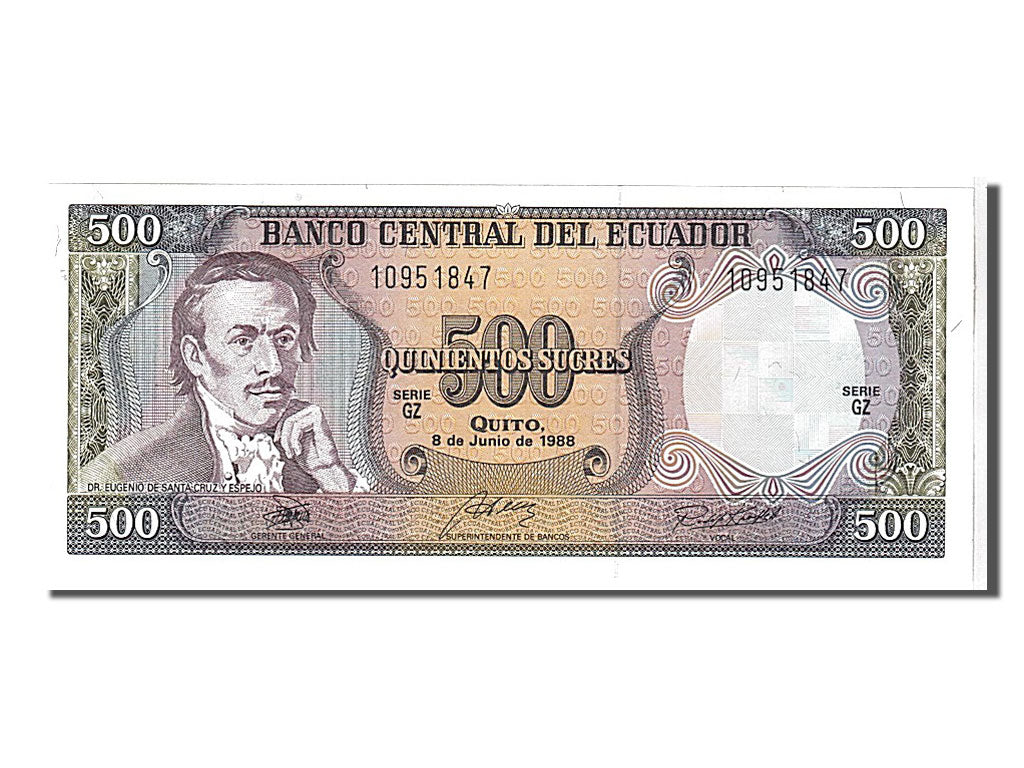 Billete, 500 Sucres, 1988, Ecuador, KM:124Aa, UNC