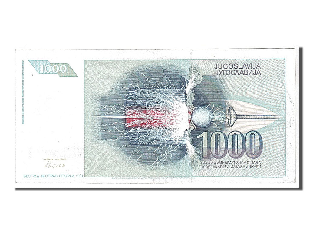 Banknote, Yugoslavia, 1000 Dinara, 1991, KM:110, AU(55-58)