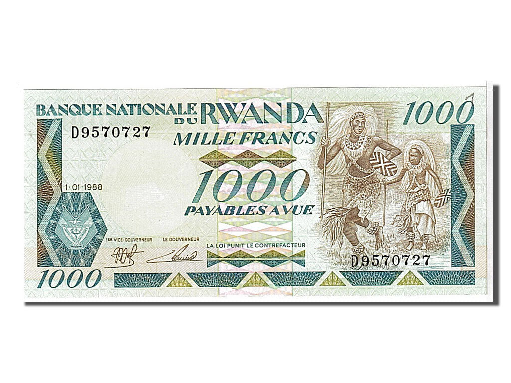 Biljet, Rwanda, 1000 Francs, 1988, 1988-01-01, KM:21a, NIEUW