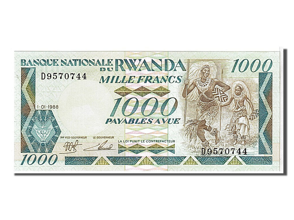 Banknot, Ruanda, 1000 Francs, 1988, 1988-01-01, KM:21a, UNC(65-70)