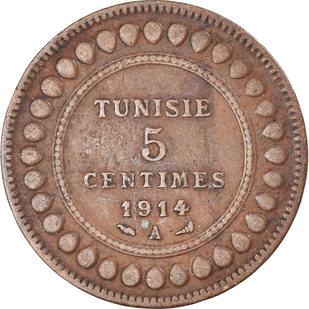 Moneta, Tunisia, 5 Centimes, 1914