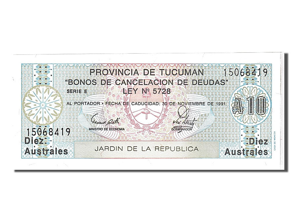 Banknote, Argentina, 1 Austral, 1991, KM:S2711b, UNC(65-70)