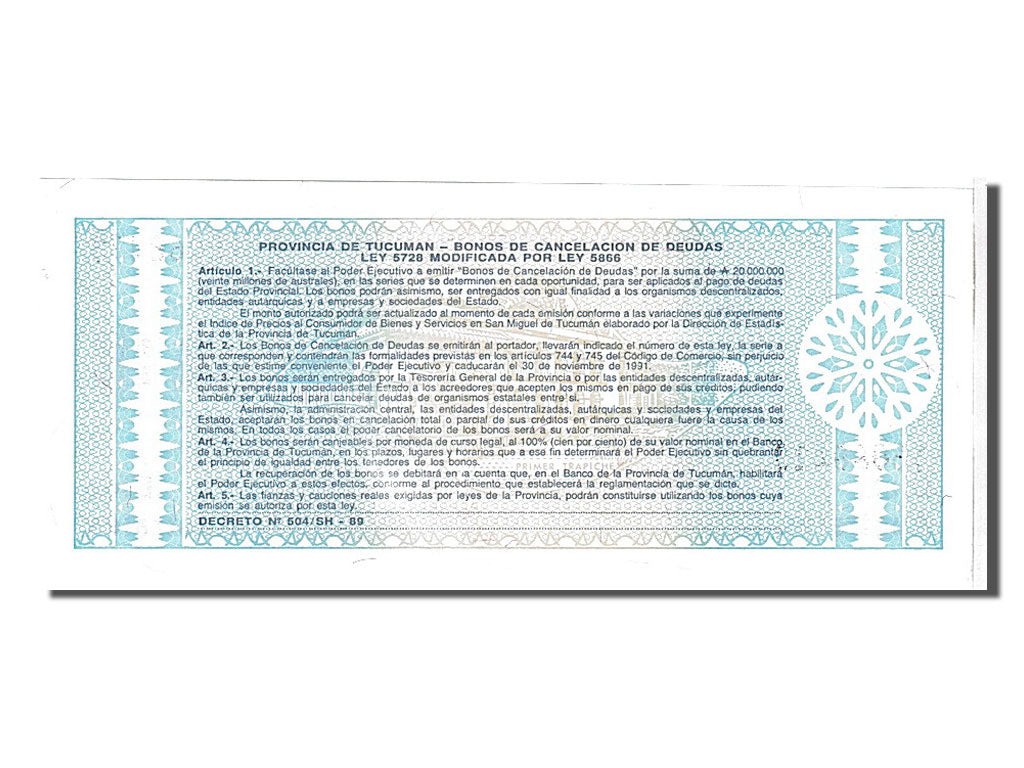 Banknote, Argentina, 1 Austral, 1991, KM:S2711b, UNC(65-70)