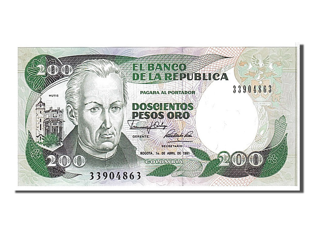 Banknote, Colombia, 200 Pesos Oro, 1991, KM:429d, UNC(65-70)