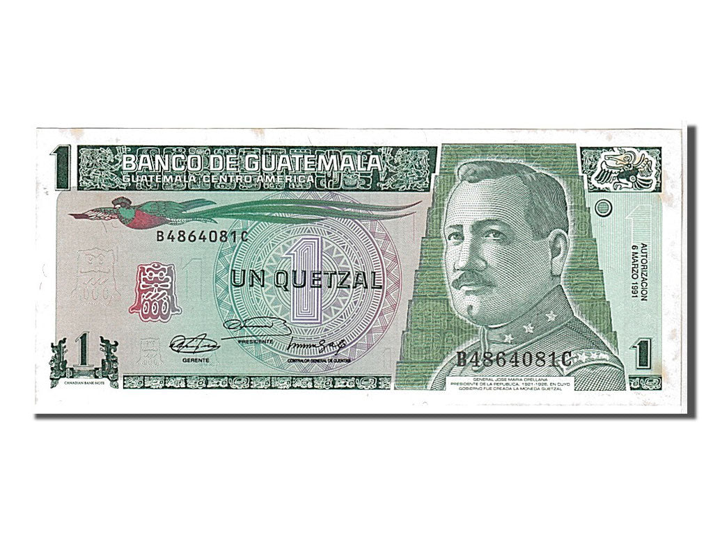 Billete, 1 Quetzal, 1991, Guatemala, KM:73b, EBC
