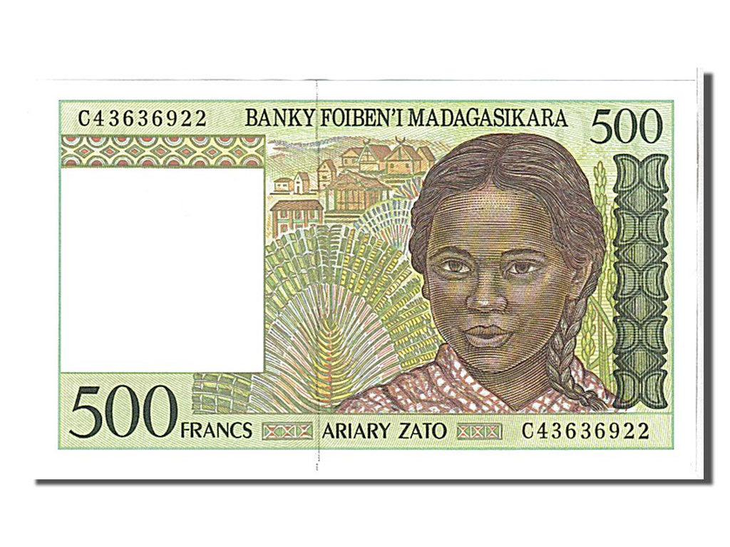 Banknote, Madagascar, 500 Francs = 100 Ariary, 1996, UNC(65-70)