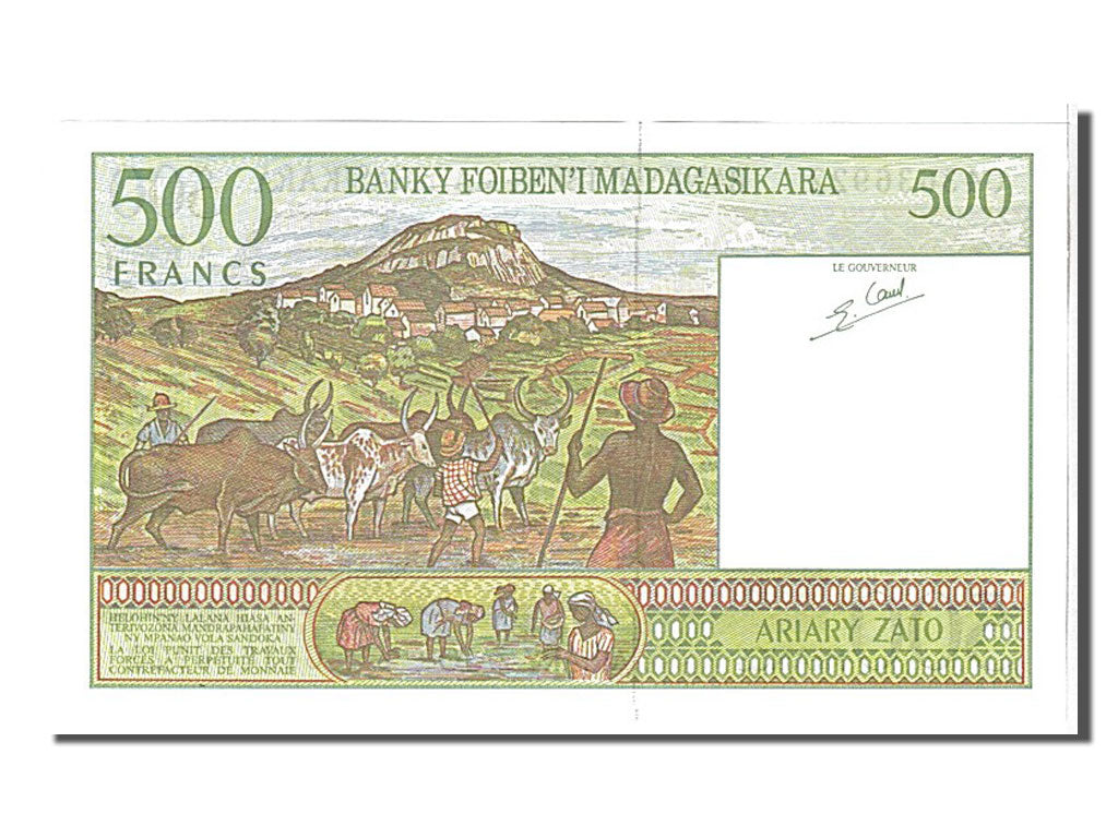 Banknote, Madagascar, 500 Francs = 100 Ariary, 1996, UNC(65-70)