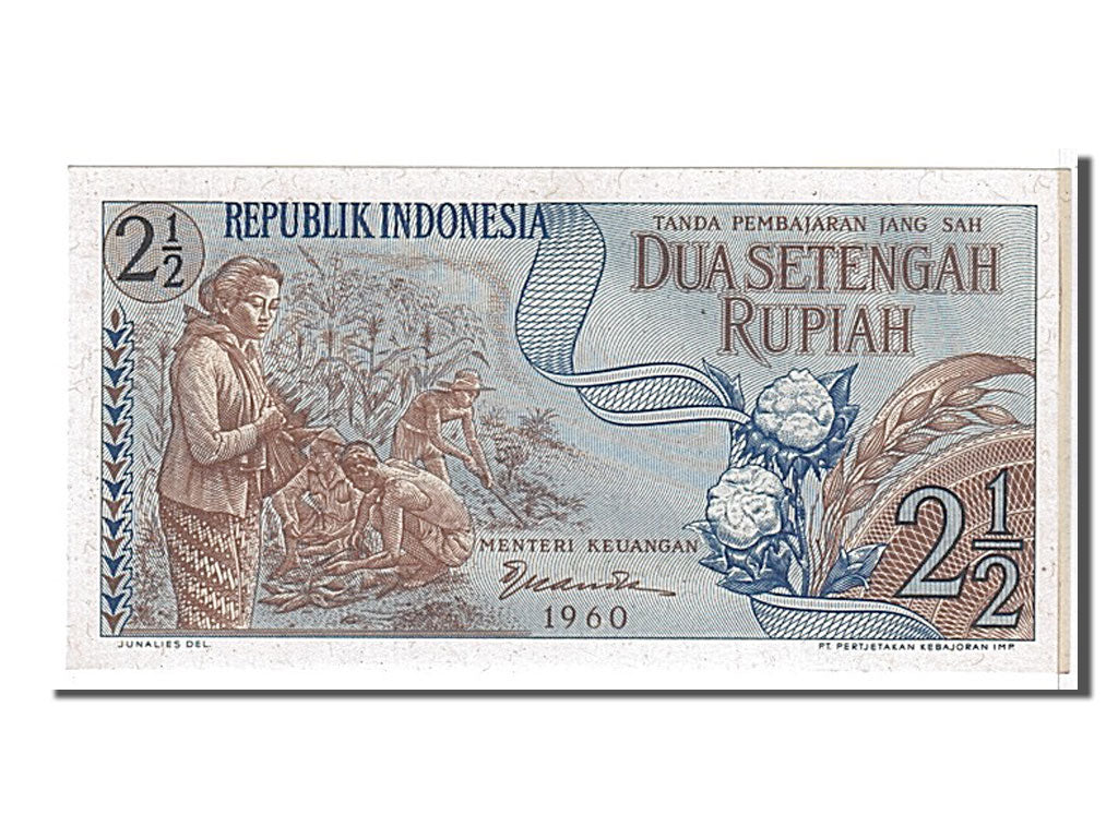 Banknote, Indonesia, 2 1/2 Rupiah, 1960, KM:79, UNC(65-70)