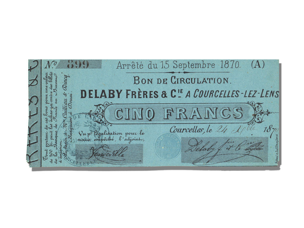 Biljet, 5 Francs, 1870, Frankrijk, SPL