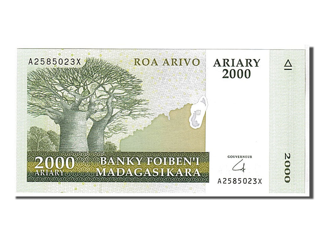 Banknot, Madagascar, 2000 Ariary, 2006, UNC(65-70)