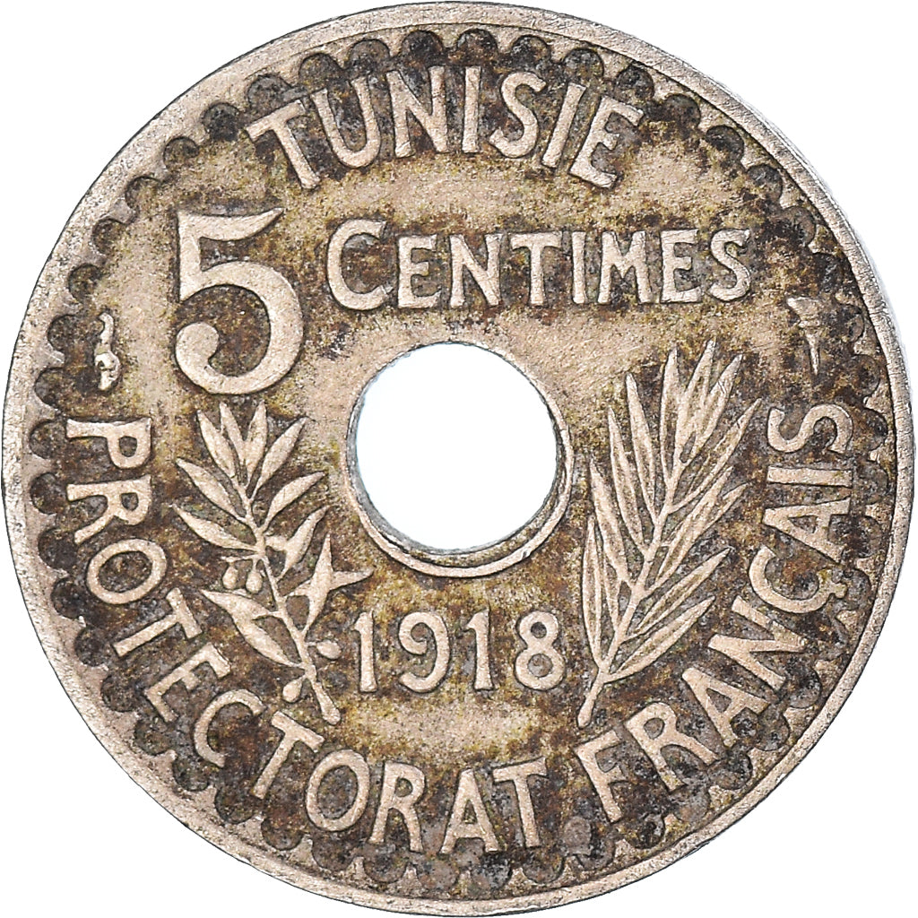 Moneta, Tunisia, 5 Centimes, 1918