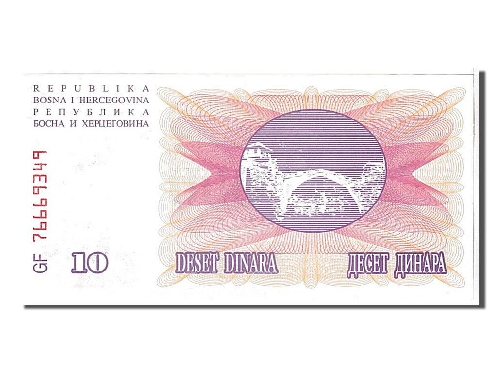 Banknote, Bosnia - Herzegovina, 10 Dinara, 1992, KM:10a, UNC(65-70)