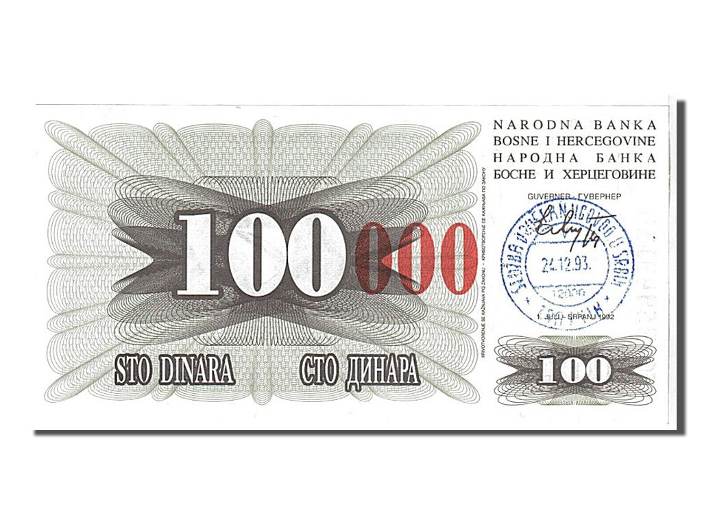 Billet, Bosnia - Herzegovina, 100 Dinara, 1992, KM:13a, NEUF