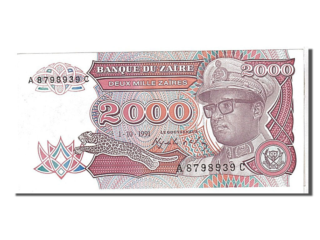Banknote, Zaire, 2000 Zaïres, 1991, KM:36a, UNC(65-70)