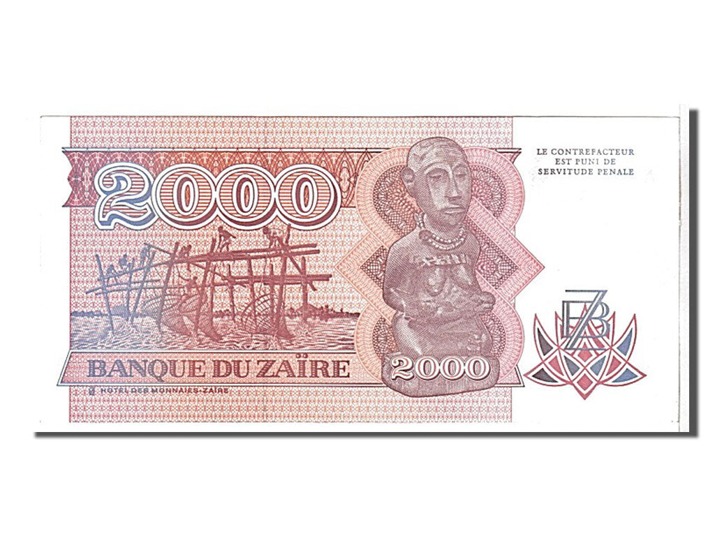 Banknote, Zaire, 2000 Zaïres, 1991, KM:36a, UNC(65-70)