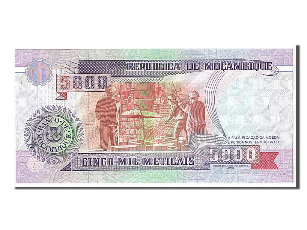 Banknote, Mozambique, 5000 Meticais, 1991, UNC(65-70)