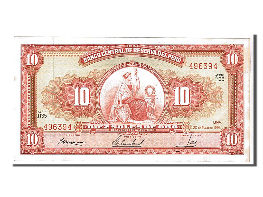 Banknote, Peru, 10 Soles De Oro, 1968, KM:84a, UNC(63)