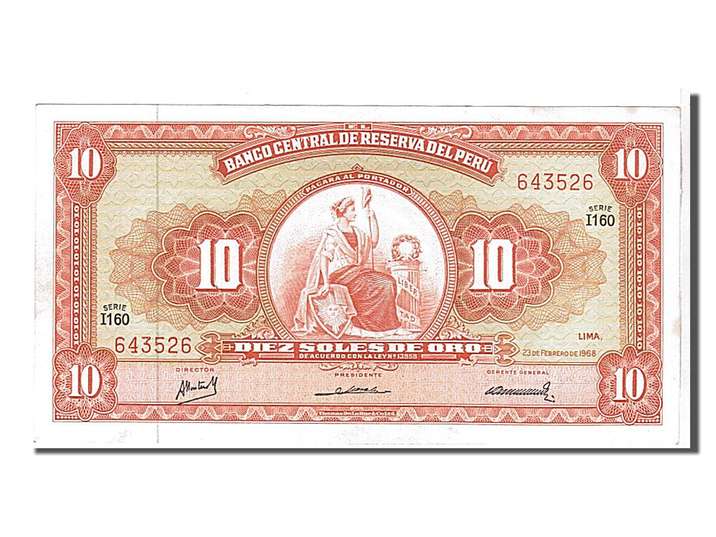 Banknote, Peru, 10 Soles De Oro, 1968, UNC(63)