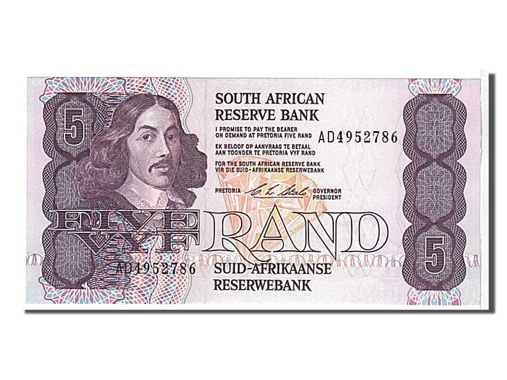 Biljet, Zuid Afrika, 5 Rand, 1990, KM:119e, NIEUW