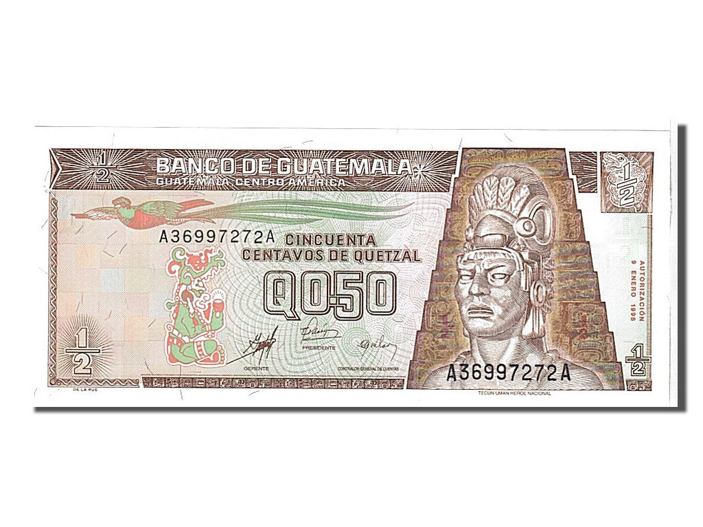 Geldschein, Guatemala, 1/2 Quetzal, 1998, KM:98, UNZ