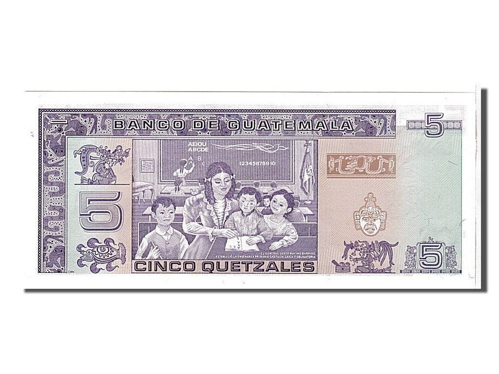 Billete, 5 Quetzales, 1992, Guatemala, KM:74b, UNC