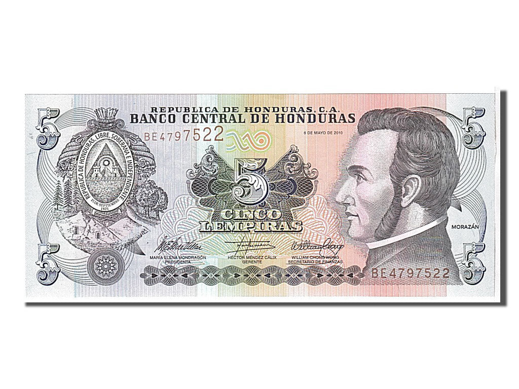Banknot, Honduras, 5 Lempiras, 2010, KM:91c, UNC(65-70)