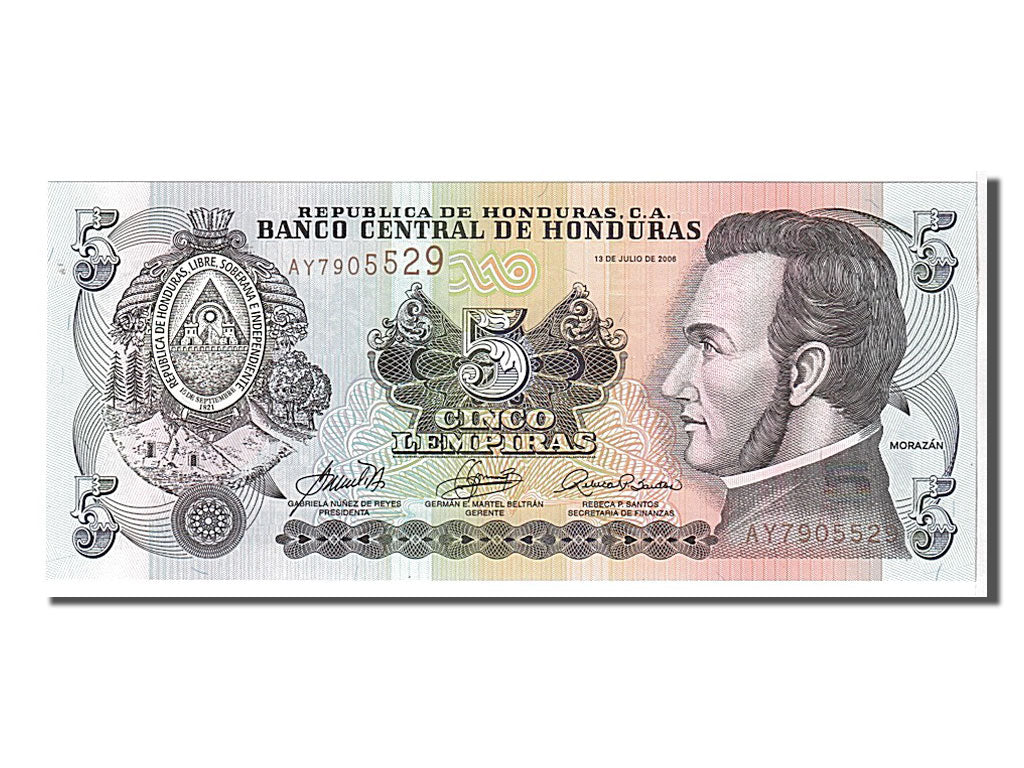 Billete, 5 Lempiras, 2006, Honduras, KM:91a, UNC