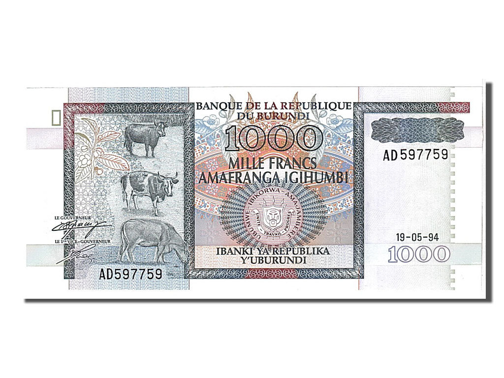 Geldschein, Burundi, 1000 Francs, 1994, UNZ