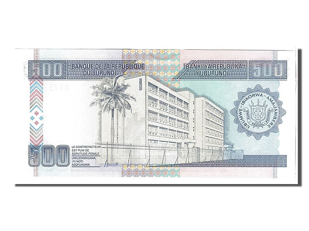 Banconote, Burundi, 500 Francs, 2007, KM:38d, FDS