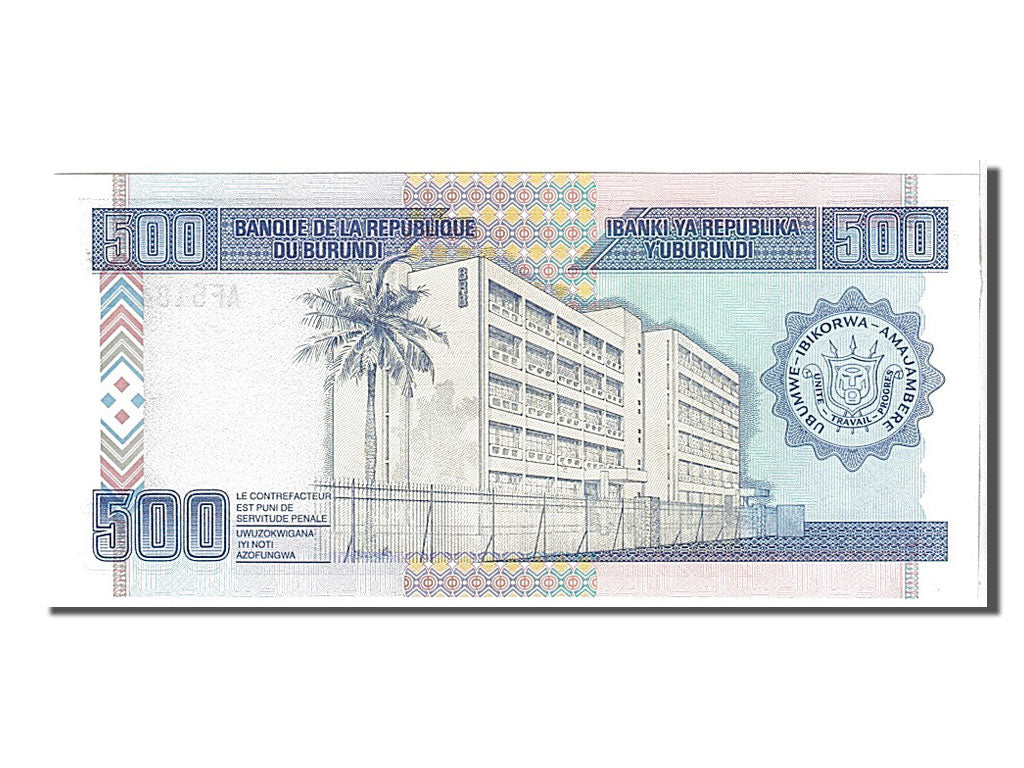 Banknote, Burundi, 500 Francs, 1999, KM:38b, UNC(65-70)