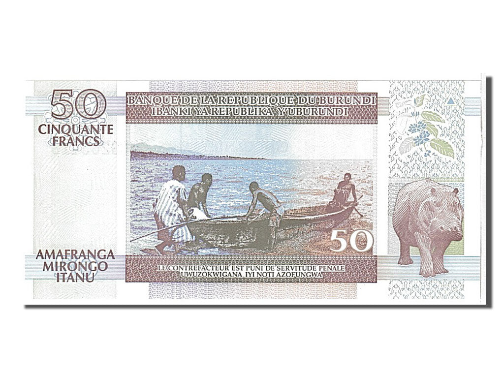 Banknote, Burundi, 50 Francs, 1999, KM:36b, UNC(65-70)