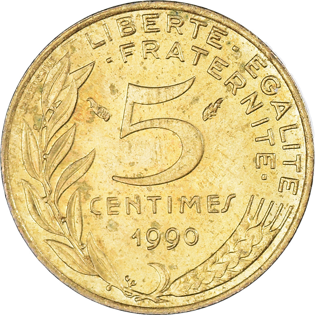 Coin, France, 5 Centimes, 1990
