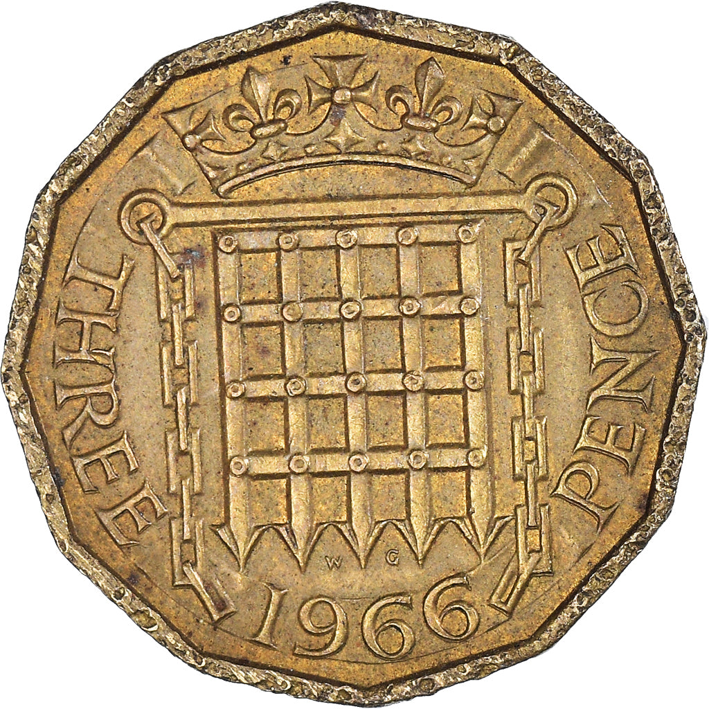 Monnaie, Grande-Bretagne, 3 Pence, 1966