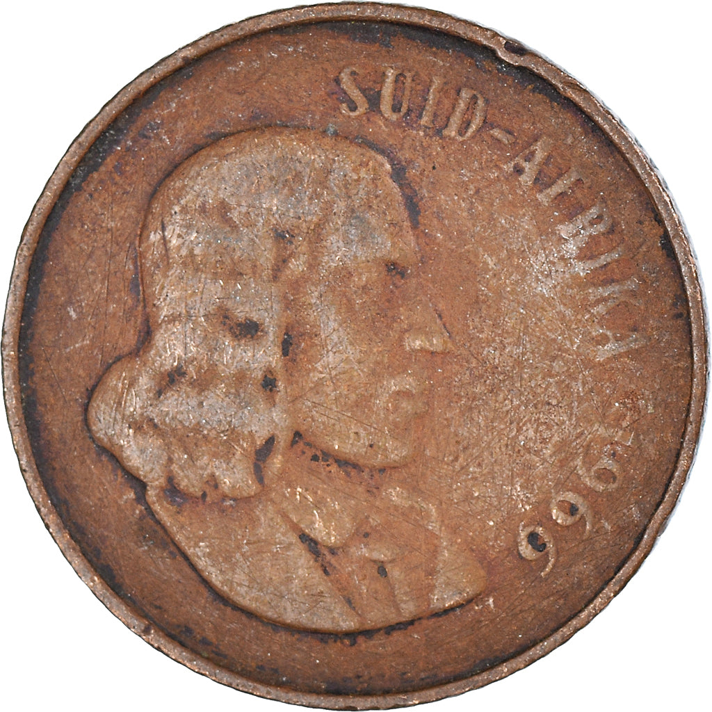 Monnaie, Afrique du Sud, 2 Cents, 1966