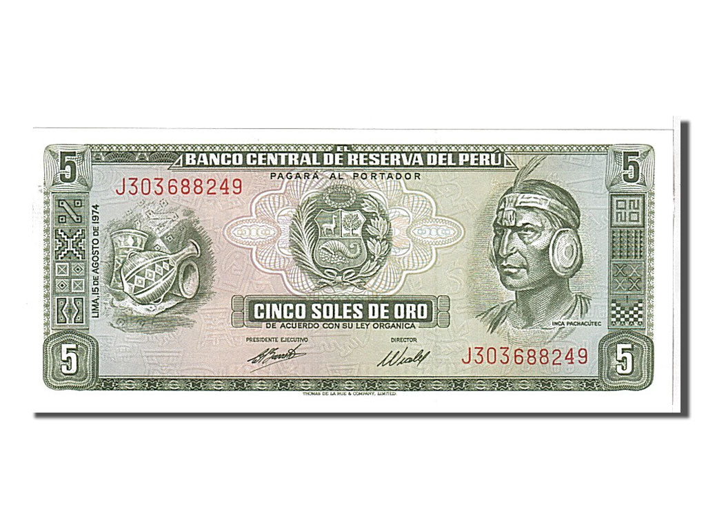 Billete, 5 Soles De Oro, 1974, Perú, KM:99c, UNC