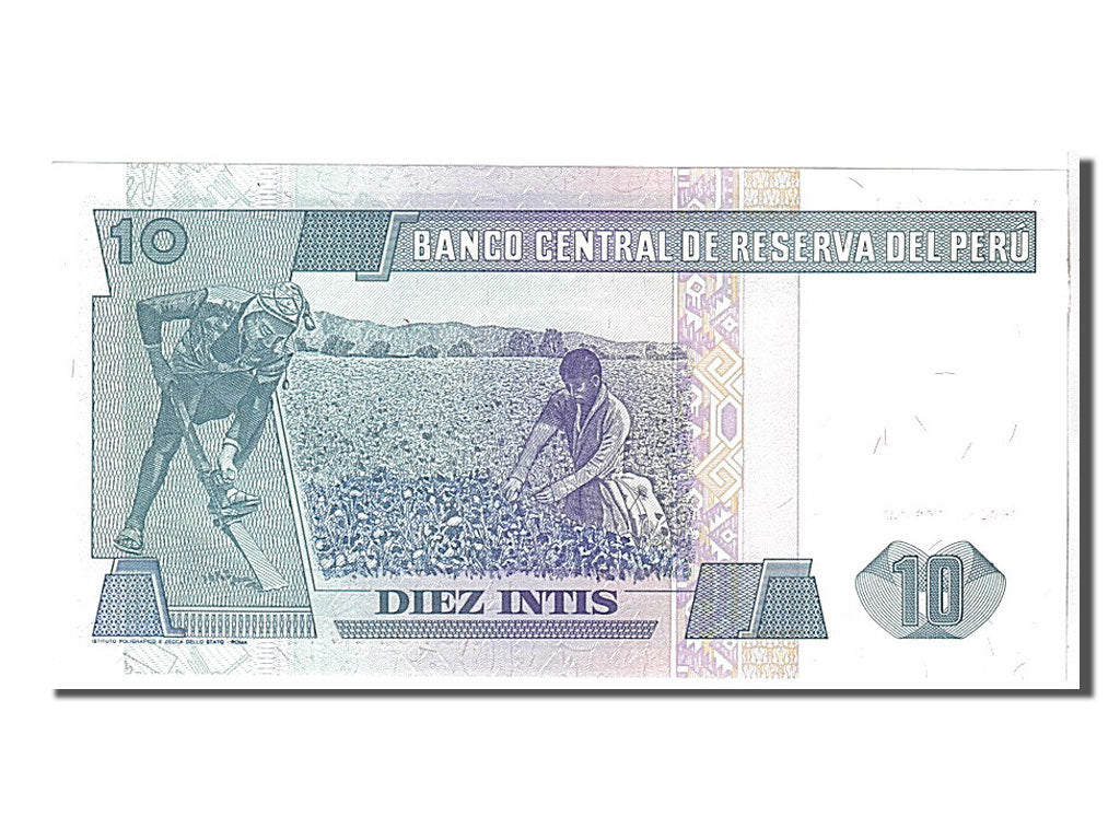 Biljet, Peru, 10 Intis, 1987, NIEUW