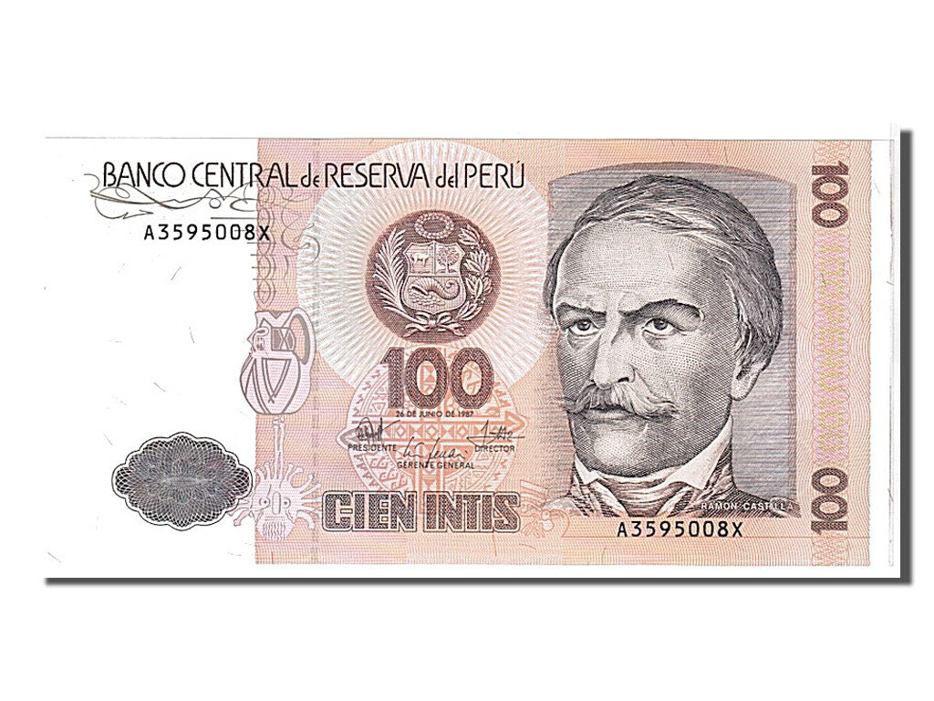 Geldschein, Peru, 100 Intis, 1987, KM:133, UNZ