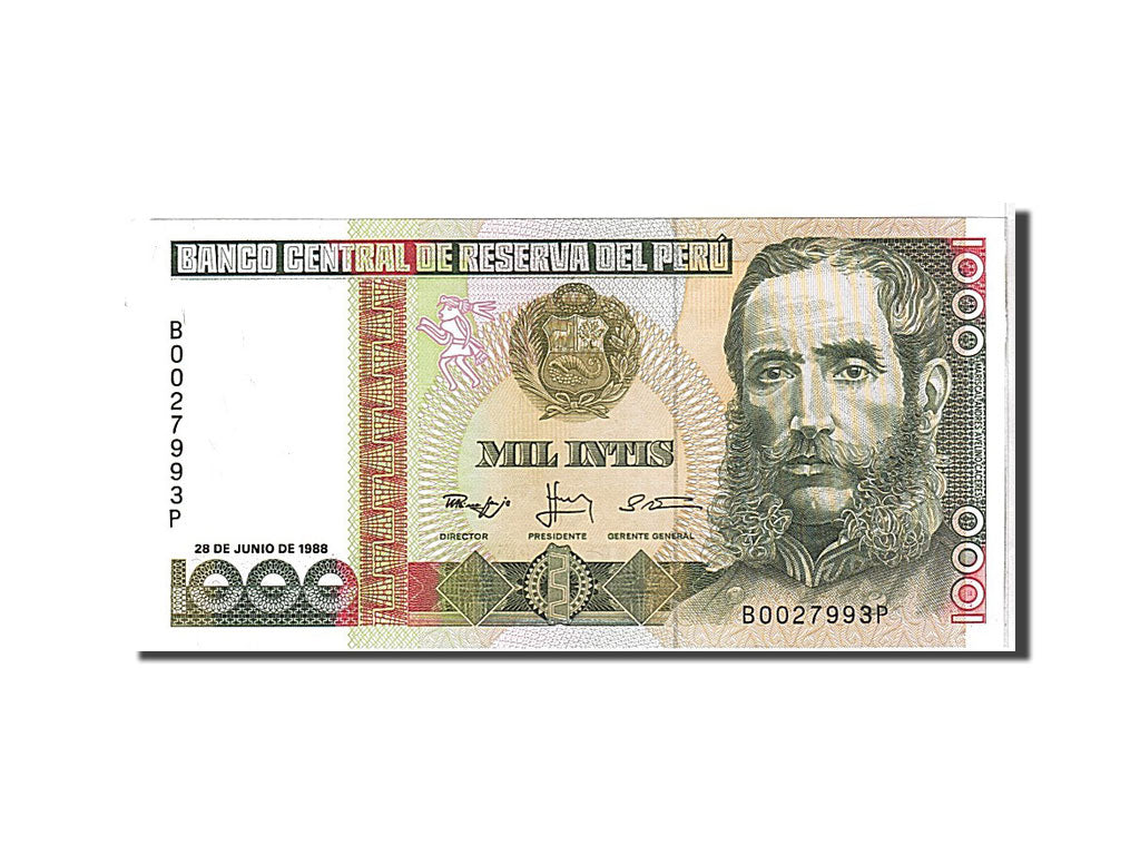 Banknote, Peru, 1000 Intis, 1988, KM:136b, UNC(65-70)