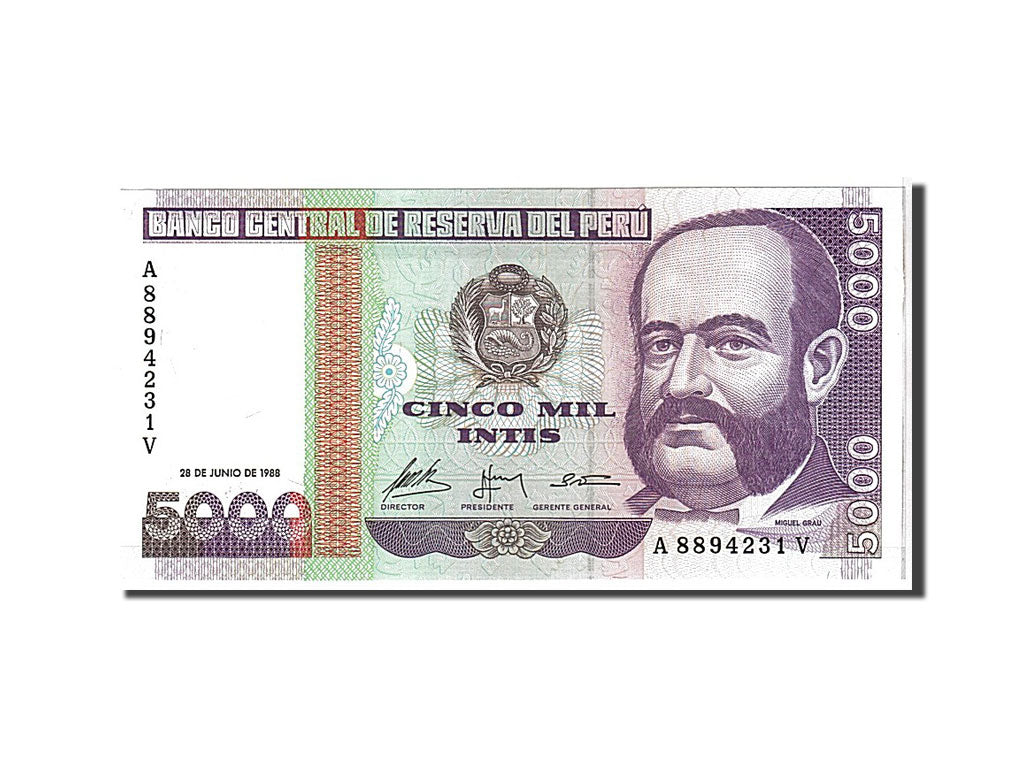 Banknote, Peru, 5000 Intis, 1988, UNC(65-70)