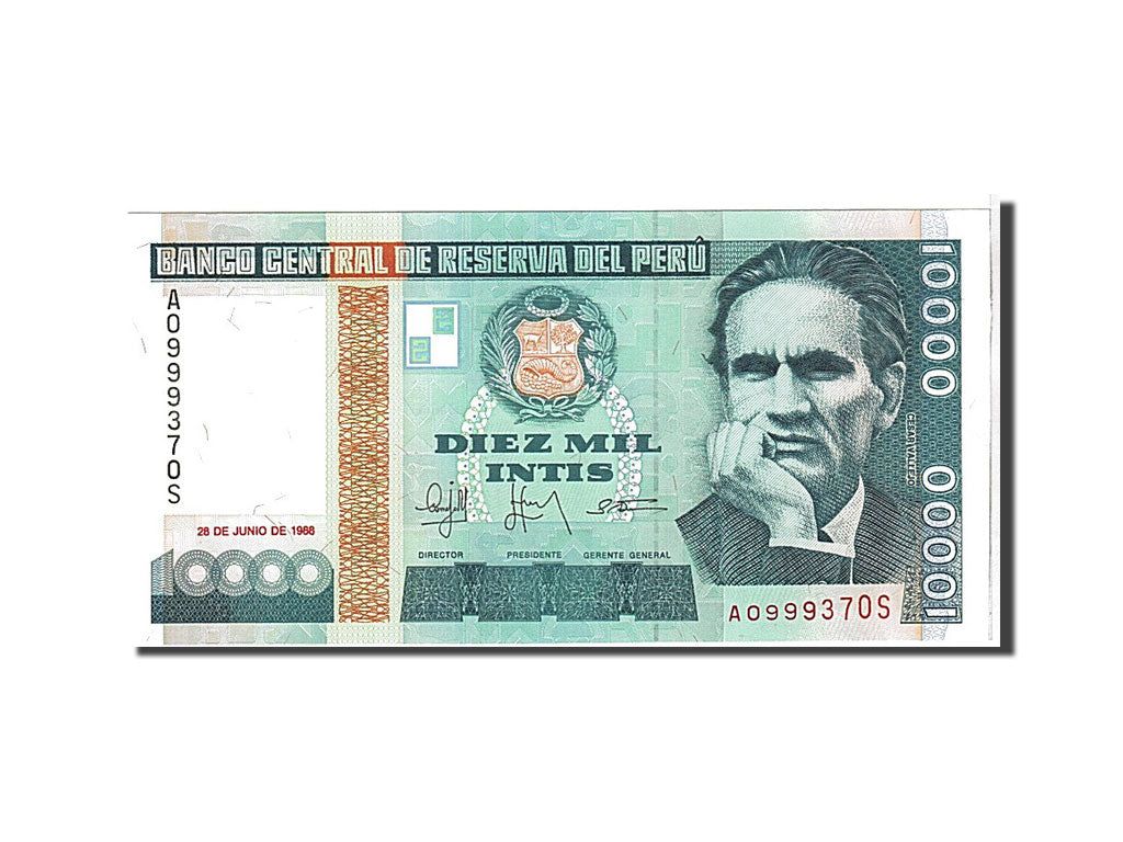Banknote, Peru, 10,000 Intis, 1988, KM:140, UNC(65-70)