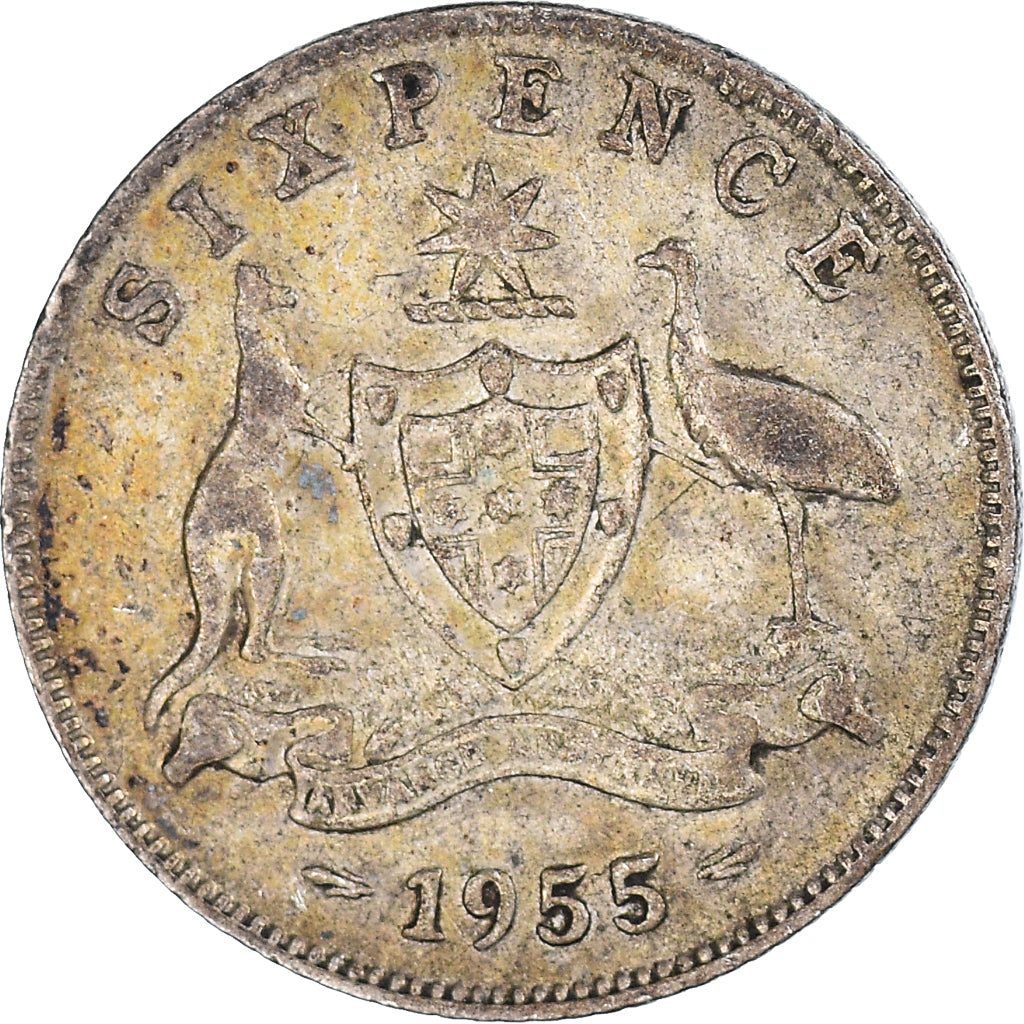 Moneta, Australia, Sixpence, 1955