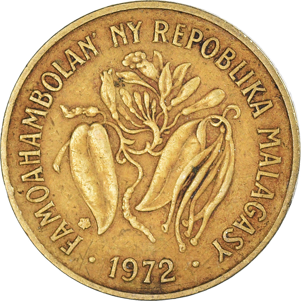 Coin, Madagascar, 10 Francs, 2 Ariary, 1972