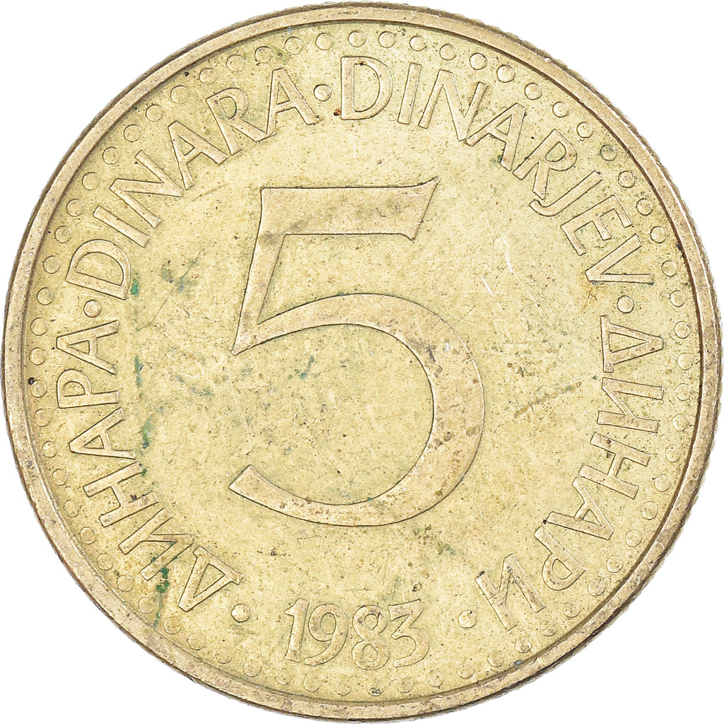 Moneda, Yugoslavia, 5 Dinara, 1983