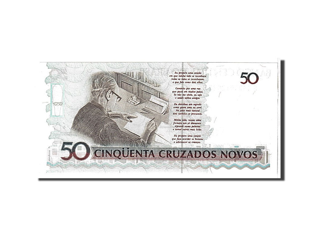 Banconote, Brasile, 50 Cruzeiros on 50 Cruzados Novos, 1990, SPL