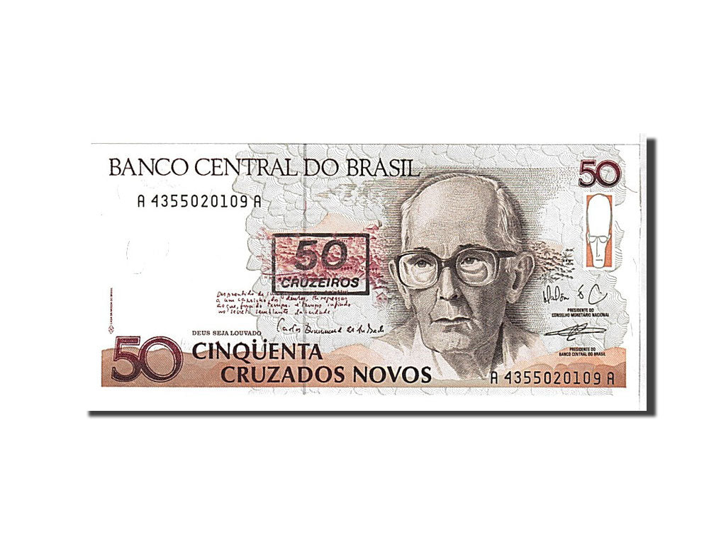 Banknote, Brazil, 50 Cruzeiros on 50 Cruzados Novos, 1990, KM:223, UNC(65-70)