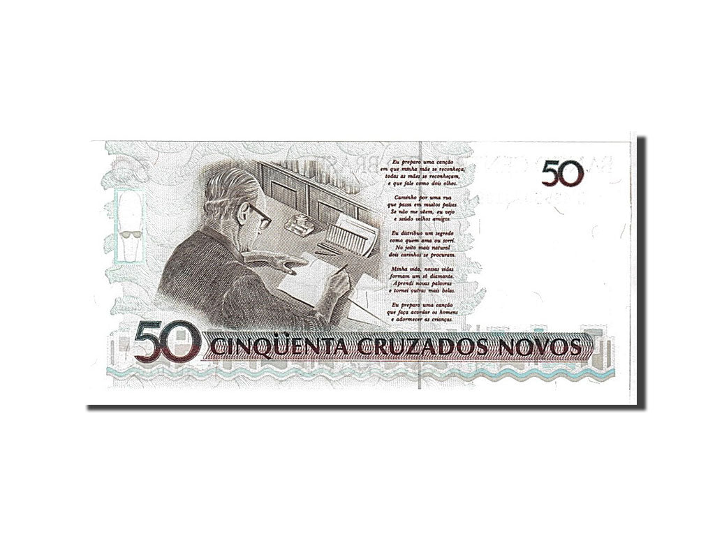 Banknote, Brazil, 50 Cruzeiros on 50 Cruzados Novos, 1990, KM:223, UNC(65-70)