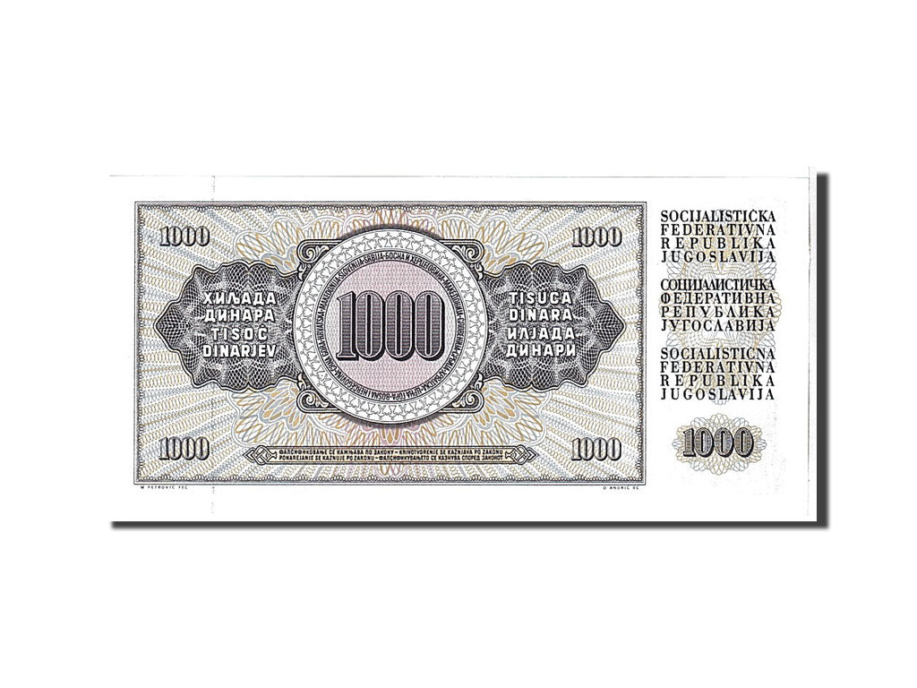Banknote, Yugoslavia, 1000 Dinara, 1981, KM:92d, UNC(65-70)