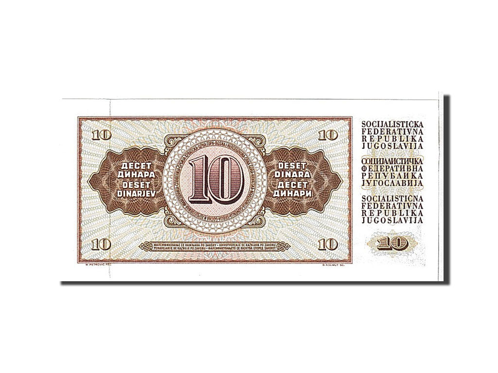 Banconote, Iugoslavia, 10 Dinara, 1968, FDS