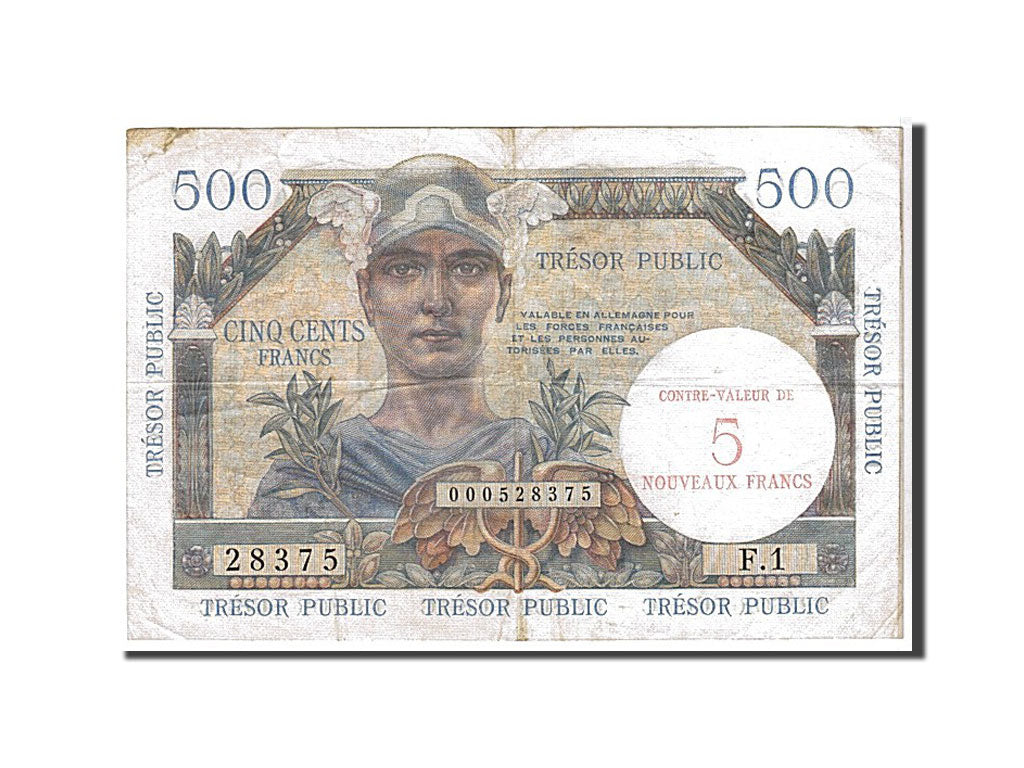 Billete, Francia, 5 Nouveaux Francs on 500 Francs, 1955-1963 Treasury, 1960