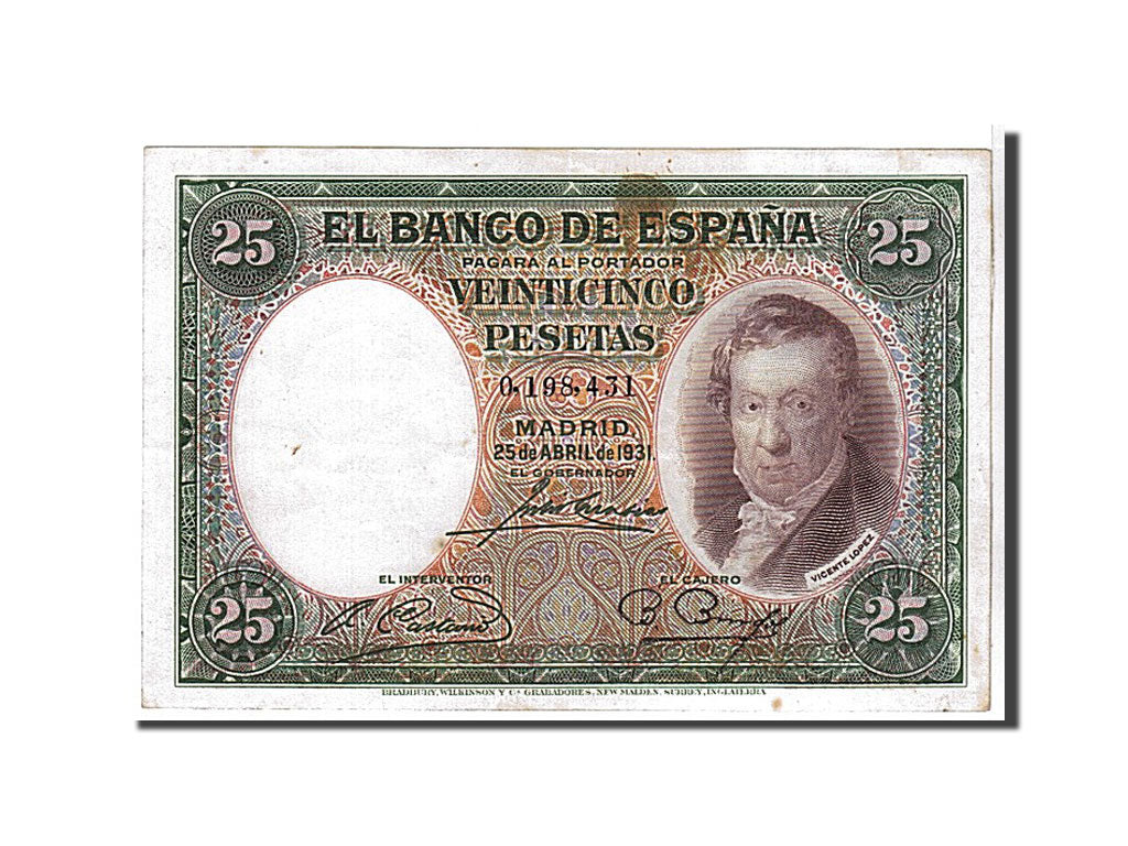 Banconote, Spagna, 25 Pesetas, 1931, SPL
